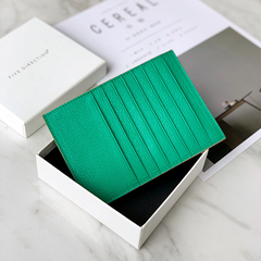 Women Green Leather Vertical Card Holder Wallet With Coin Pocket Slim Card Wallet For Women