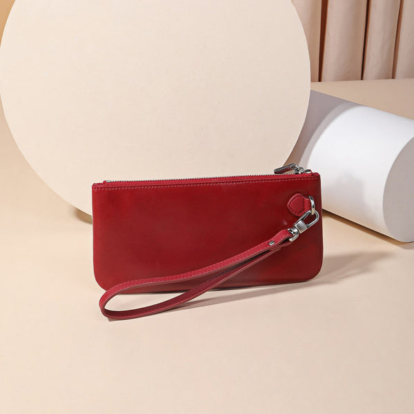 Women Red Leather Wirstlet Wallet Zipper Clutch Red Phone Wallet For Women CH01392012