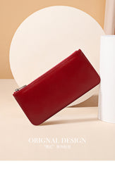 Women Red Leather Wirstlet Wallet Zipper Clutch Red Phone Wallet For Women
