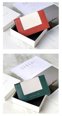 Women Red Vegan Leather Small Card Wallet CONTRAST COLOR Coin Change Wallet For Women
