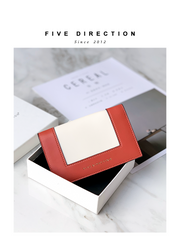 Women Red Vegan Leather Small Card Wallet CONTRAST COLOR Coin Change Wallet For Women