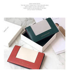 Women Red Vegan Leather Small Card Wallet CONTRAST COLOR Coin Change Wallet For Women