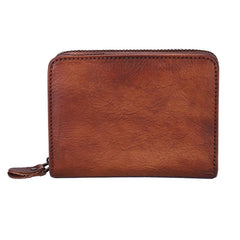 Small Red Leather Bifold Wallet Vintage Billfold - Closure Detail