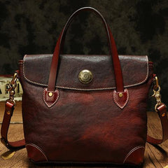 Vintage Coffee Leather Women's Shoulder Doctor Bag Leather Handbags Shoulder Work Purse for Ladies
