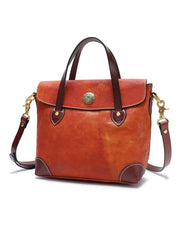 Vintage Coffee Leather Women's Shoulder Doctor Bag Leather Handbags Shoulder Work Purse for Ladies