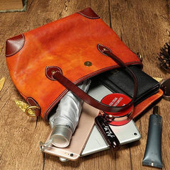 Vintage Coffee Leather Women's Shoulder Doctor Bag Leather Handbags Shoulder Work Purse for Ladies