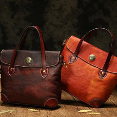 Vintage Coffee Leather Women's Shoulder Doctor Bag Leather Handbags Shoulder Work Purse for Ladies