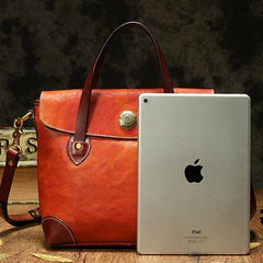 Vintage Coffee Leather Women's Shoulder Doctor Bag Leather Handbags Shoulder Work Purse for Ladies