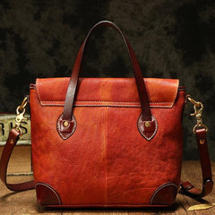 Vintage Coffee Leather Women's Shoulder Doctor Bag Leather Handbags Shoulder Work Purse for Ladies