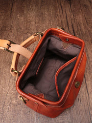 Brown Leather Women's MIni Doctor Handbag Small Doctors Bag Doctor Style Handbag Purse for Ladies