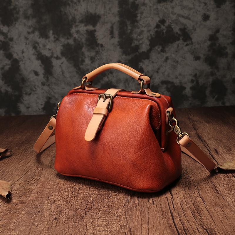 Brown Leather Women s MIni Doctor Handbag Small Doctors Bag Doctor Sty