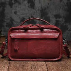 Vintage Womens Brown Small Cube Handbag Leather Black Women's Shoulder Purse for Ladies