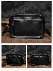 Vintage Womens Brown Small Cube Handbag Leather Black Women's Shoulder Purse for Ladies