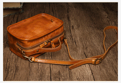 Vintage Womens Brown Small Cube Handbag Leather Black Women's Shoulder Purse for Ladies