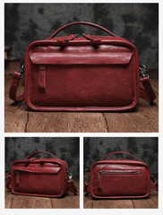 Vintage Womens Brown Small Cube Handbag Leather Black Women's Shoulder Purse for Ladies