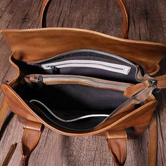 Vintage Brown Ladies Leather Handbag Purse Red Work Handbag Shoulder Purse for Women