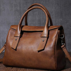 Vintage Brown Ladies Leather Handbag Purse Red Work Handbag Shoulder Purse for Women