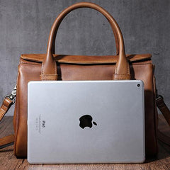 Vintage Brown Ladies Leather Handbag Purse Red Work Handbag Shoulder Purse for Women