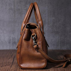 Vintage Brown Ladies Leather Handbag Purse Red Work Handbag Shoulder Purse for Women