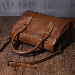 Vintage Brown Ladies Leather Handbag Purse Red Work Handbag Shoulder Purse for Women