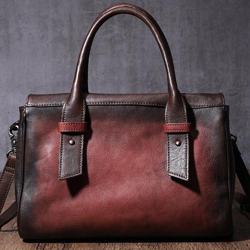 Vintage Red Ladies Leather Handbag Purse Brown Work Handbag Shoulder Purse for W DD545001047