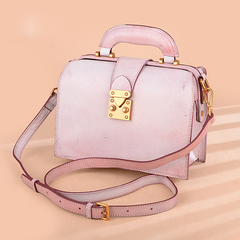Fashion Women's Leather Pink Structured Satchel Small Doctor Handbag Shoulder Bag Purse