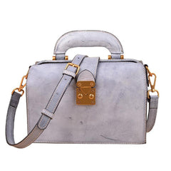 Fashion Women's Leather Pink Structured Satchel Small Doctor Handbag Shoulder Bag Purse