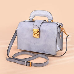 Fashion Women's Leather Pink Structured Satchel Small Doctor Handbag Shoulder Bag Purse