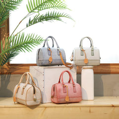 Foggy Wax Leather Boston Handbags Purse - Annie Jewel