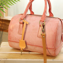 Foggy Wax Leather Boston Handbags Purse - Annie Jewel