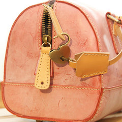Vintage Womens Waxed Leather Boston Handbags Purse - Wallet Flat Lay