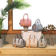 Foggy Wax Leather Boston Handbags Purse - Annie Jewel