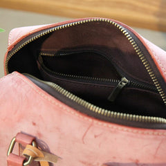 Vintage Womens Waxed Leather Boston Handbags Purse - Card Holder Detail