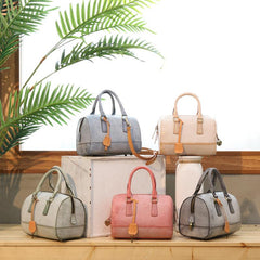 Foggy Wax Leather Boston Handbags Purse - Annie Jewel