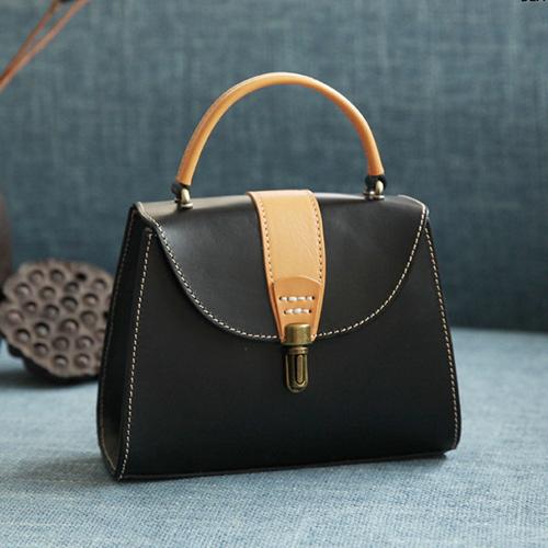 Handmade Women's Blue Leather Handbags Purse Vintage Small Handbag Shoulder Bag YS6298008