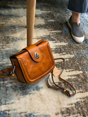 Vintage Womens Leather Black Small Handbag Shoulder Bag Purse Brown Handbag for Ladies