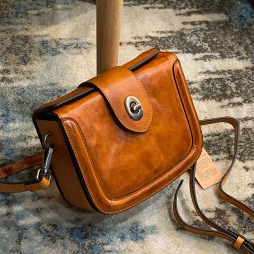 Vintage Womens Leather Tan Small Handbag Shoulder Bag Purse Black Handbag for Ladies