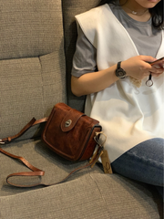 Vintage Womens Leather Black Small Handbag Shoulder Bag Purse Brown Handbag for Ladies