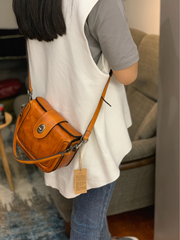 Vintage Womens Leather Black Small Handbag Shoulder Bag Purse Brown Handbag for Ladies