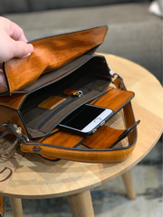 Vintage Womens Leather Black Small Handbag Shoulder Bag Purse Brown Handbag for Ladies