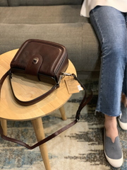 Vintage Womens Leather Black Small Handbag Shoulder Bag Purse Brown Handbag for Ladies