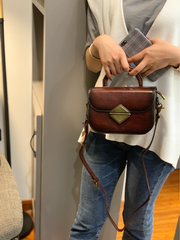 Women's Leather Small Red Satchel Handbag Shoulder Bag Fashion Small Red Leather Satchel Purse for Girls