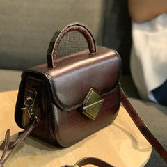 Women's Leather Small Red Satchel Handbag Shoulder Bag Fashion Small Red Leather Satchel Purse for Girls