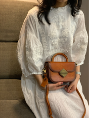 Women's Leather Small Red Satchel Handbag Shoulder Bag Fashion Small Red Leather Satchel Purse for Girls