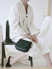 Fashion Women's Small Green Flap Saddle Shoulder Bag Side Bag Crossbody Bag Purse