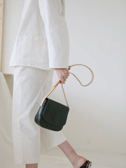 Fashion Women's Small Green Flap Saddle Shoulder Bag Side Bag Crossbody Bag Purse