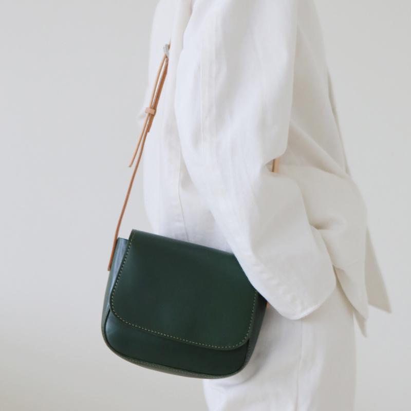 Fashion Women's Small Green Flap Saddle Shoulder Bag Side Bag Crossbody Bag Purse