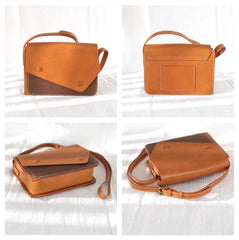 Fashion Leather Brown Women's Small Leather Shoulder Bag Satchel Bag Square Crossbody Bag