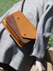 Fashion Leather Brown Women's Small Leather Shoulder Bag Satchel Bag Square Crossbody Bag