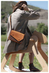 Fashion Leather Brown Women's Small Leather Shoulder Bag Satchel Bag Square Crossbody Bag